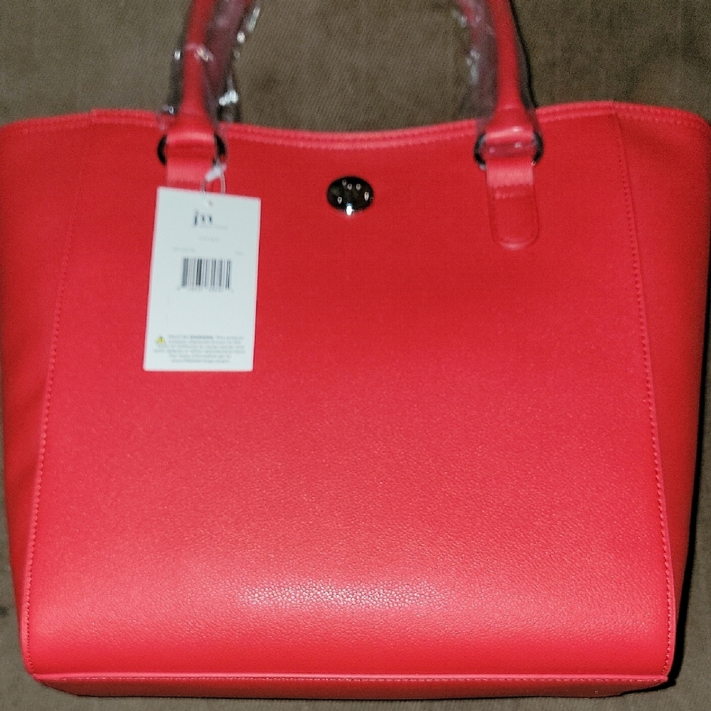 NWT- Jessica Moore Bold Red Tote with Structured Shape and Short Handles